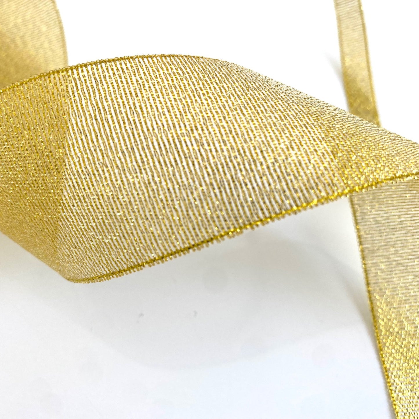 Decorative shiny gold ribbon, 10 mm and 38 mm wide