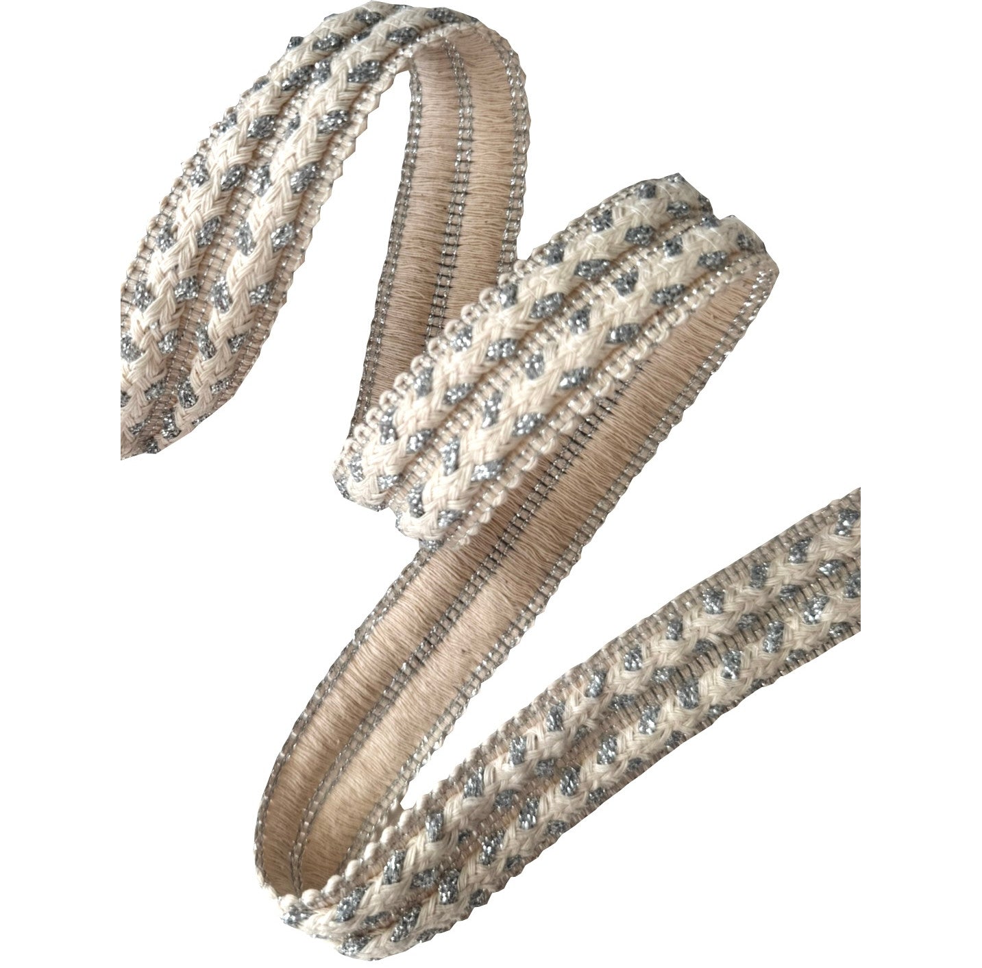 Cotton Ribbon with Silver Lurex – 25mm Metallic Decorative Trim