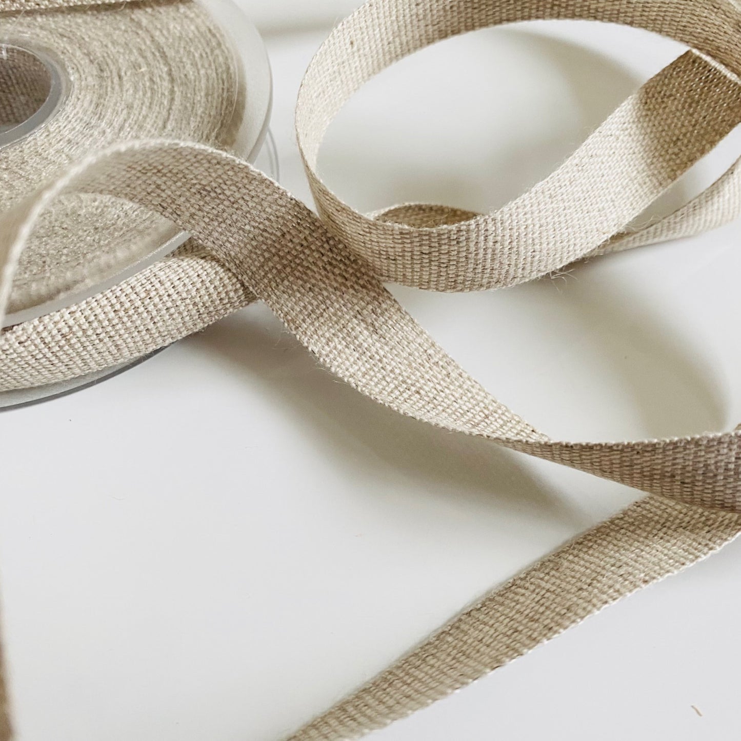 50% linen, 50% cotton ribbon, 15 mm wide