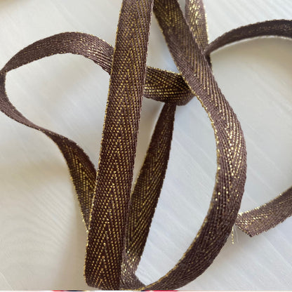 Decorative ribbons in various colors with shiny thread, 10 mm/0.39 in
