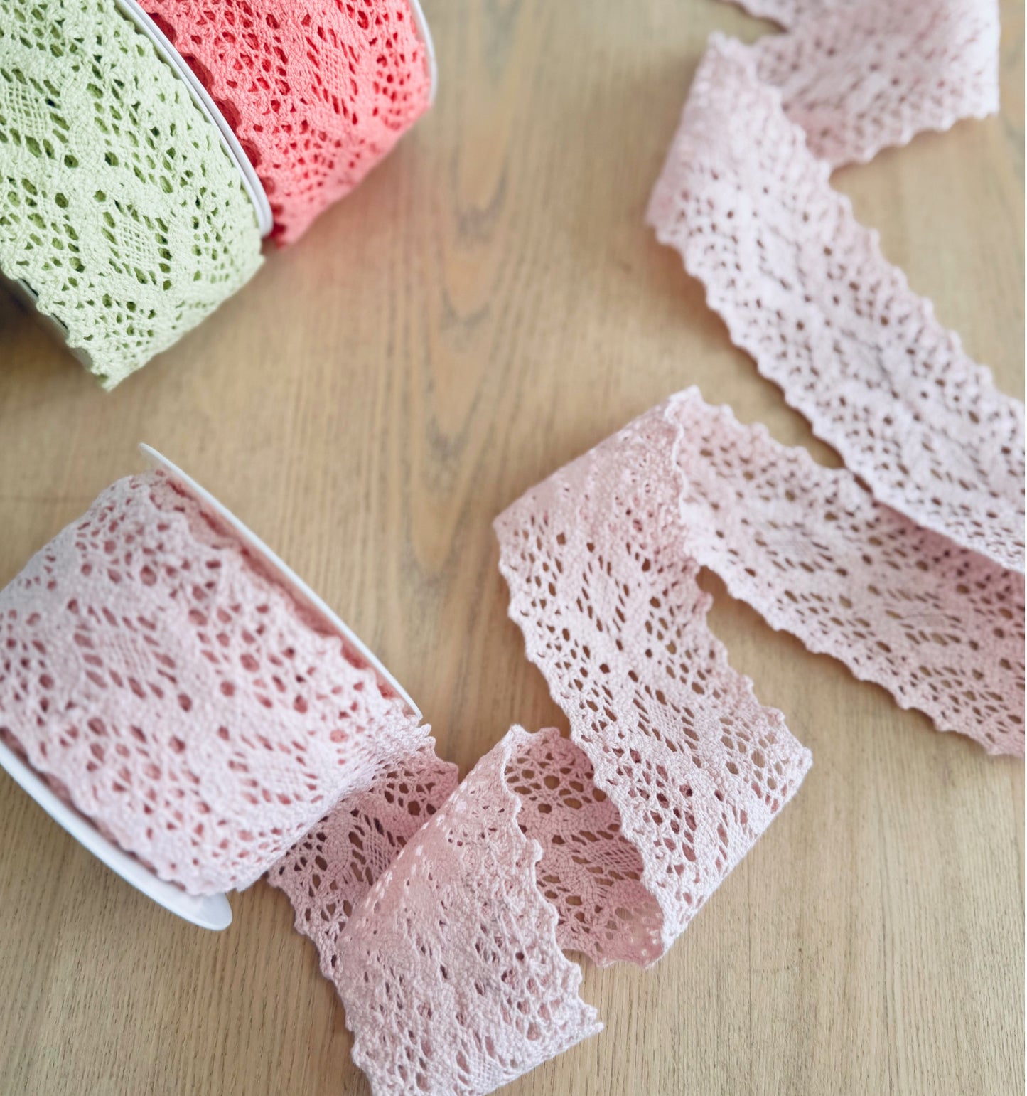 Pastel Pink Cotton Lace Ribbon 60mm – Sold by the Meter