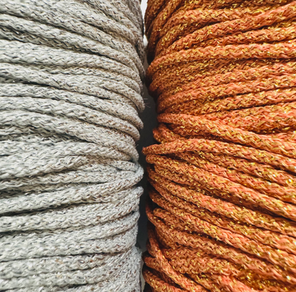 Bronze and Silver decorative Metallic Rope - Polyester Cord for DIY, Gift Wrapping, Macrame