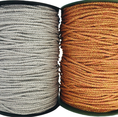 Bronze and Silver decorative Metallic Rope - Polyester Cord for DIY, Gift Wrapping, Macrame