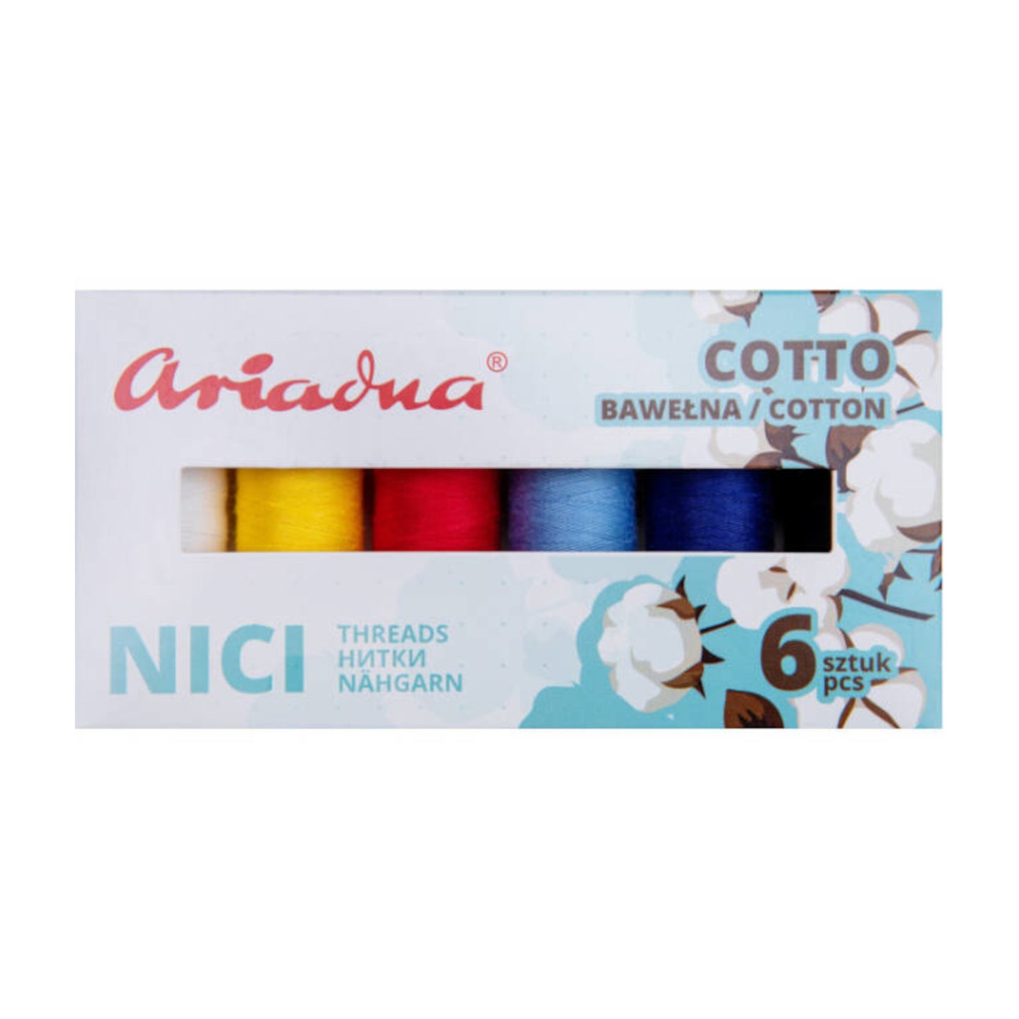 Ariadna Cotto cotton threads, 80/170, 6 pcs pack.