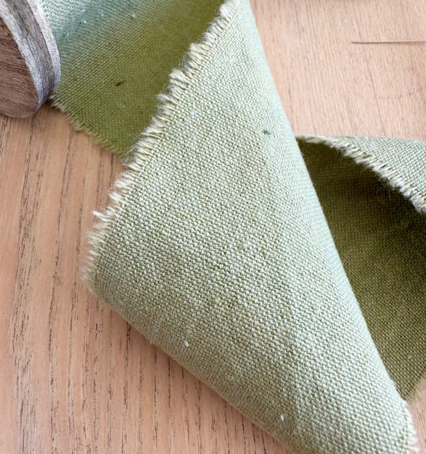 Cotton Ribbon with Ripped Edges on Wooden Roll, 3 meters
