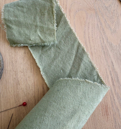 Cotton Ribbon with Ripped Edges on Wooden Roll, 3 meters