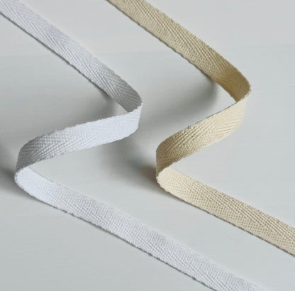 Cotton twill Ribbon 10mm/0.39 in – White & Natural | Eco-Friendly Gift Wrapping & Crafts
