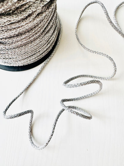 Silver Decorative Metallic Rope - Polyester Cord for DIY, Gift Wrapping, Macrame