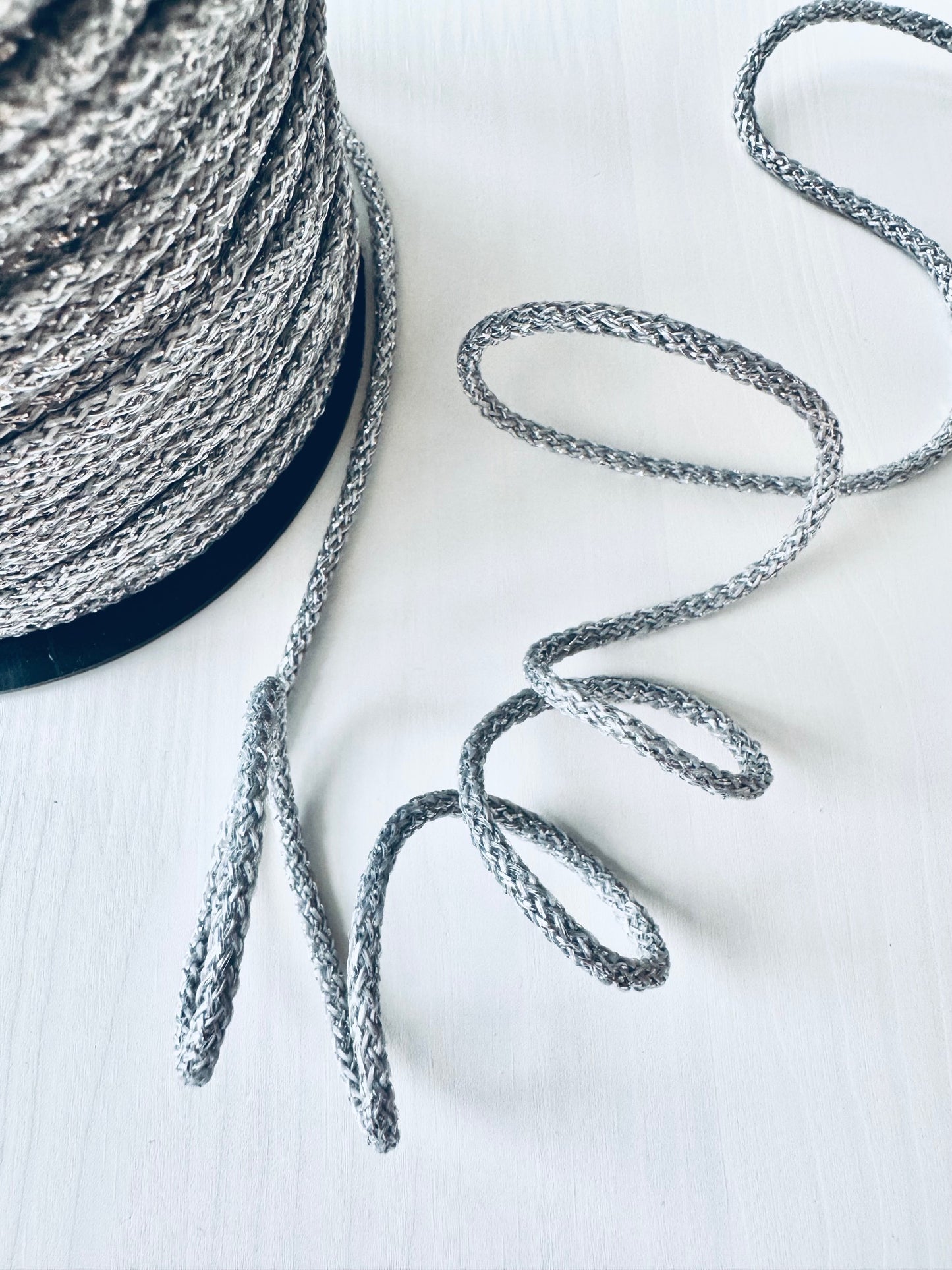 Silver Decorative Metallic Rope - Polyester Cord for DIY, Gift Wrapping, Macrame