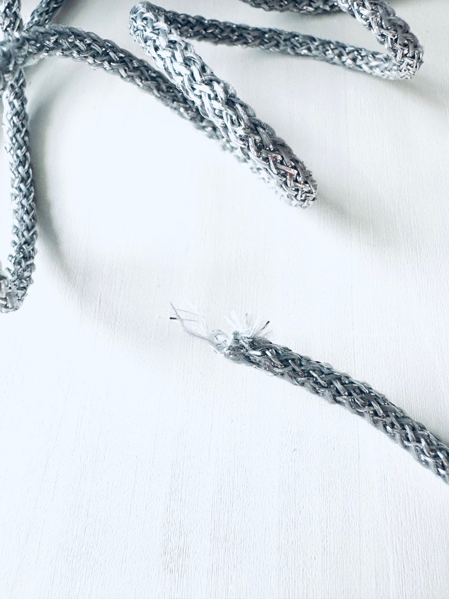 Silver Decorative Metallic Rope - Polyester Cord for DIY, Gift Wrapping, Macrame
