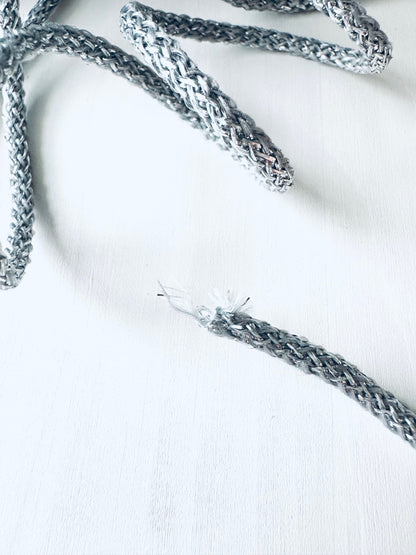 Silver Decorative Metallic Rope - Polyester Cord for DIY, Gift Wrapping, Macrame