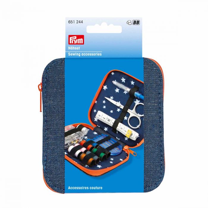 Prym sewing kit in denim case, sewing travel kit