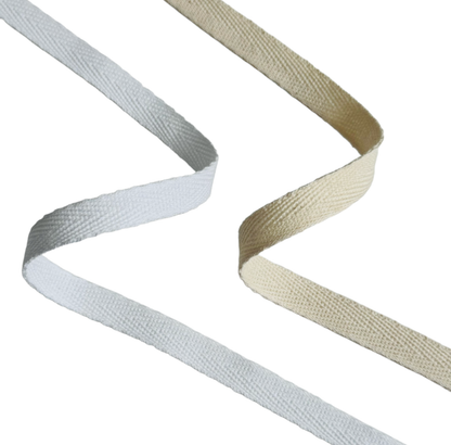 Cotton twill Ribbon 10mm/0.39 in – White & Natural | Eco-Friendly Gift Wrapping & Crafts