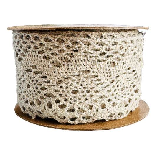 Linen Crochet Lace 45mm Wide – Vintage Trim for Sewing, DIY Crafts, Wedding, Home Decor