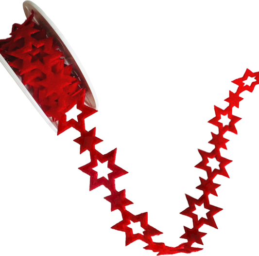 Felt Ribbon with Star Shapes, 2 meters