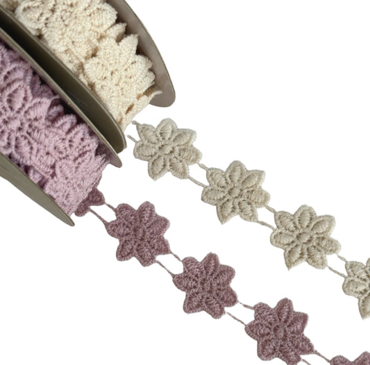 Floral Lace Ribbon 22mm Wide | Flower Trim for Sewing & Crafts