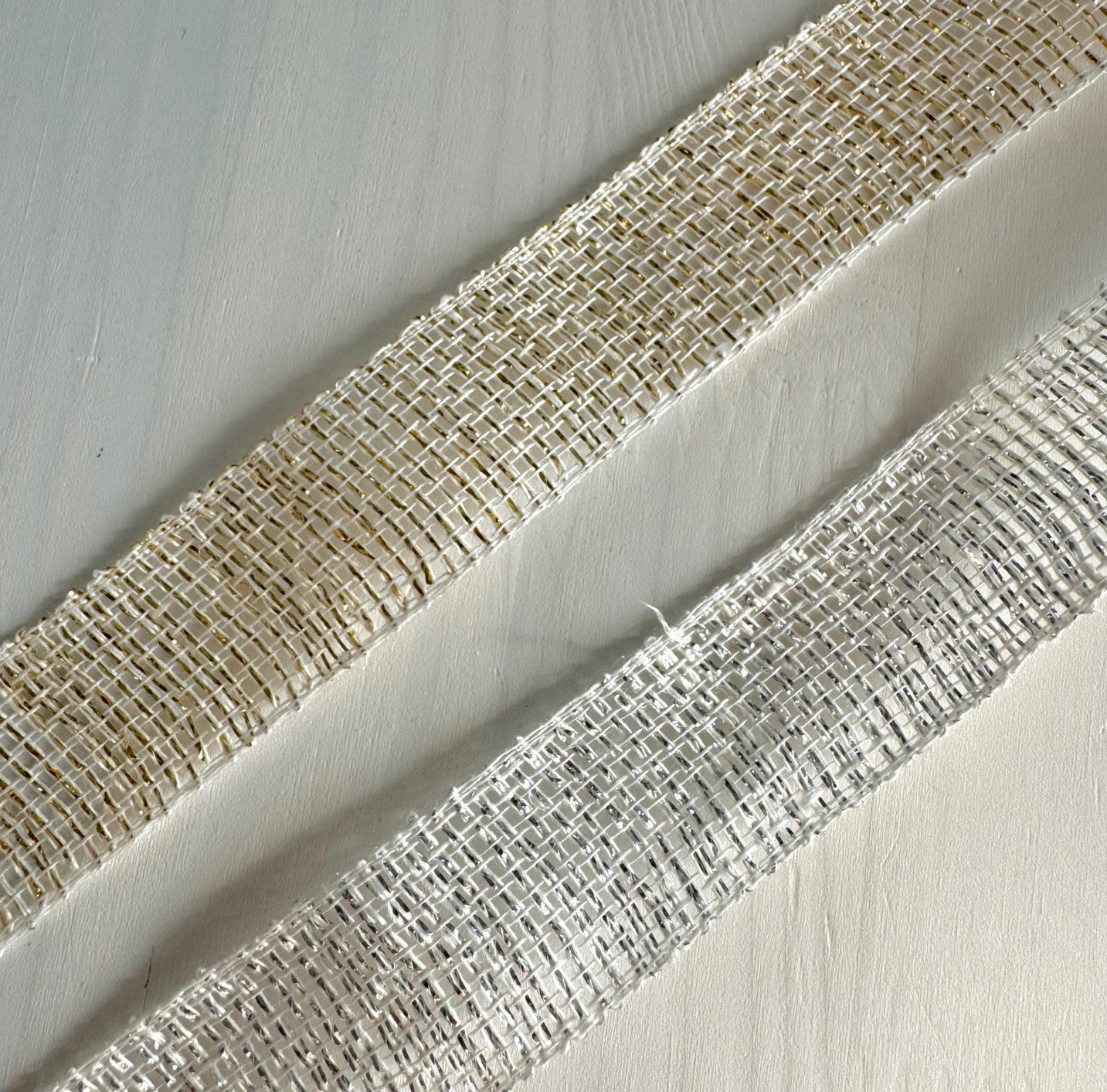 Linen Glitter Decorative Ribbon – 91% Linen, 9% Polyester