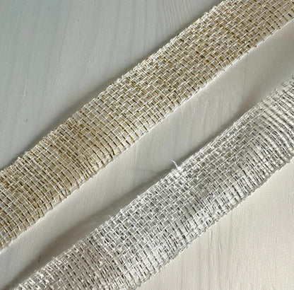 Linen Glitter Decorative Ribbon – 91% Linen, 9% Polyester