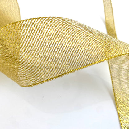 Decorative shiny gold ribbon, 10 mm and 38 mm wide