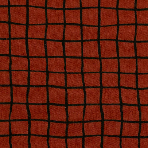 Cotton Muslin Rust Red Checkered – Double Gauze, 135 cm wide