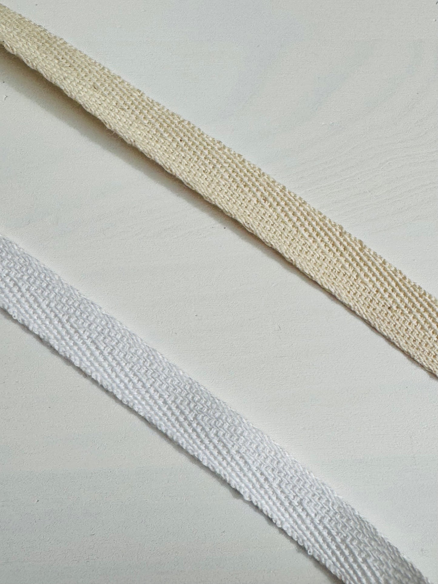 Cotton twill Ribbon 10mm/0.39 in – White & Natural | Eco-Friendly Gift Wrapping & Crafts