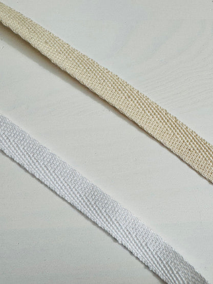 Cotton twill Ribbon 10mm/0.39 in – White & Natural | Eco-Friendly Gift Wrapping & Crafts