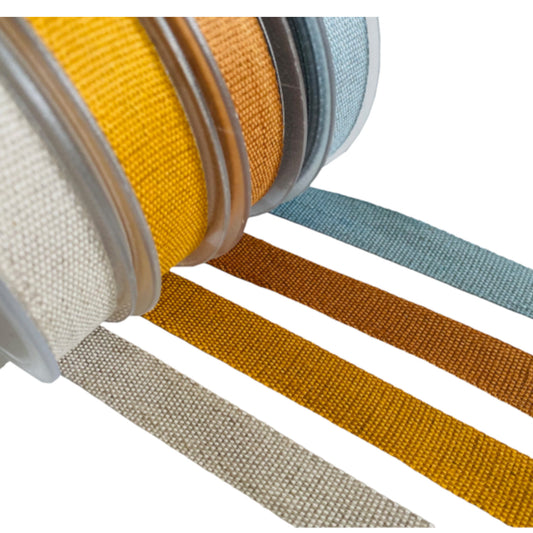 50% linen, 50% cotton ribbon, 15 mm wide