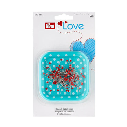 Prym Love magnetic pin cushion with glass-headed pins