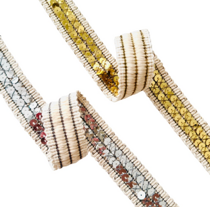 Sequin Decorative Trim Ribbon 25 mm – Gold & Silver Embellishment for Sewing, Crafts & DIY Projects
